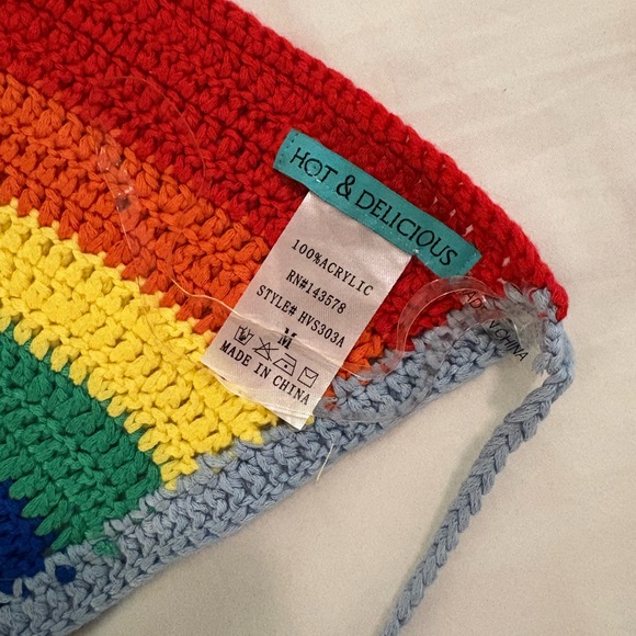 Hot & Delicious Vibrant Rainbow Crochet Halter Top - Picture 4 of 5